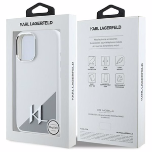 Karl Lagerfeld Silikoninen Initial Metal Logo MagSafe suojakuori iPhone 16:lle - valkoinen