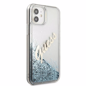 Guess GUHCP12SGLVSBL iPhone 12 mini 5.4" sininen/sininen kovakotelo Glitter Vintage Script Glitter Vintage Script
