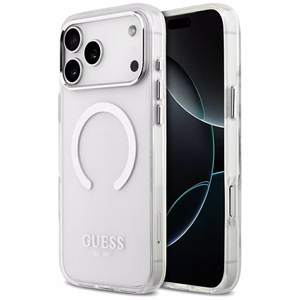 Guess Metal Outline MagSafe -kuori iPhone 17 Pro Max - hopea