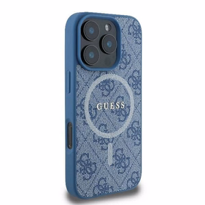 Guess Suojakuori iPhone 16 Pro:lle MagSafe-yhteensopiva GUHMP16LG4GFRB (PU 4G Ring Classic Logo) sininen