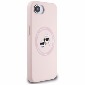 Karl Lagerfeld HC MagSafe Silikoninen Double Heads Suojakuori iPhone 16e:lle - Vaaleanpunainen