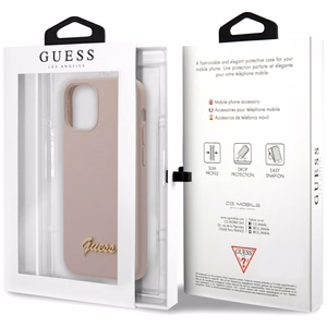 Guess GUHCP12SLSLMGLP iPhone 12 mini 5.4" light pink/light pink hardcase Silicone Script Gold Logo