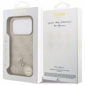 Guess 4G Small Classic Logo MagSafe -suojakuori iPhone 18 Pro / 17 Pro – vaaleanpunainen