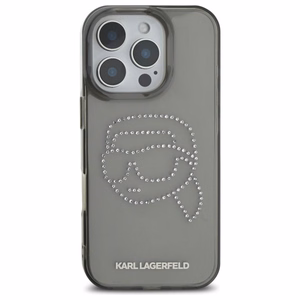 Karl Lagerfeld KLHCP16XHKHDCELK iPhone 16 Pro Max 6.9" Musta/Musta Kova Suojakuori IML Rhinestones Karl Head