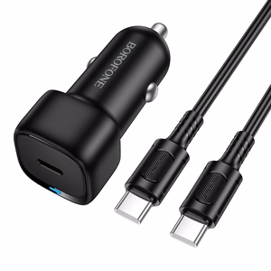 Borofone BZ34A Cloud -autolaturi - Type C - PD 20W ja Type C - Type C -kaapeli, musta