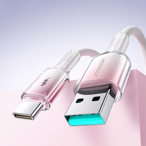 Joyroom S-A42 Crystal-Clear Series 3A USB-A - USB-C -kaapeli 1,2 m - valkoinen