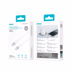 BWOO 65W kaapeli USB-C - USB-C 1m valkoinen