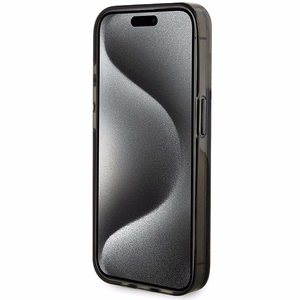 Guess Liquid Glitter Gold Stripes suojakuori iPhone 15 Pro:lle - musta