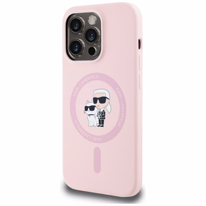 Karl Lagerfeld Silikoninen Karl&Choupette MagSafe Suojakuori iPhone 14 Pro Max:lle - Vaaleanpunainen