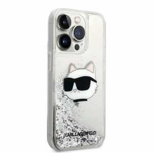 Karl Lagerfeld KLHCP14XLNHCS iPhone 14 Pro Max 6.7" hopeinen/hopeinen kovakuori Glitter Choupette Head