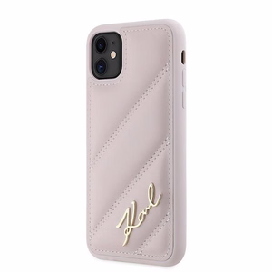 Karl Lagerfeld Diagonal Quilted Script Suojakuori iPhone 11 / Xr:lle - vaaleanpunainen