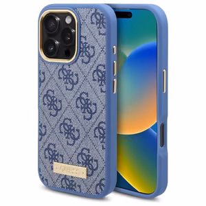Guess 4G Logo Plate MagSafe Suojakuori iPhone 16 Pro Max:lle - Sininen