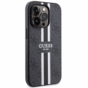 Guess GUHMP14LP4RPSK iPhone 14 Pro 6.1 musta/musta suojakuori 4G Printed Stripes MagSafe