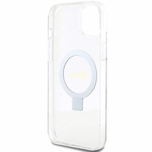 Guess GUHMP15MHRSGSD iPhone 15 Plus / 14 Plus 6.7" Läpinäkyvä/Läpinäkyvä Kova Suojakuori Ring Stand Script Glitter MagSafe
