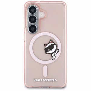 Karl Lagerfeld suojakuori IML Peekaboo Choupette MagSafe Samsung Galaxy S26:lle pinkki