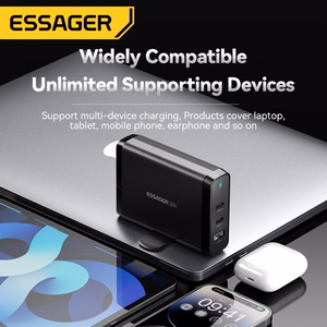 Charger Essager "Peak 2" Black 140W (2xPD / QC3.0)