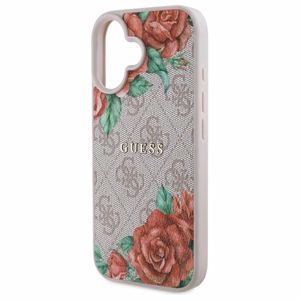 Guess GUHMP16SP4ROPEMCP iPhone 16 6.1" Vaaleanpunainen/Vaaleanpunainen Kova Suojakuori 4G Flowers Print MagSafe