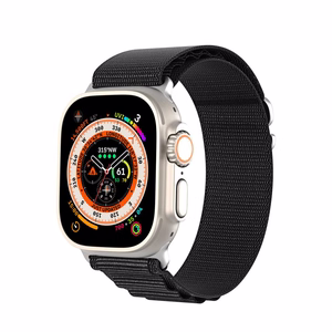 Dux Ducis GS nylon ranneke Apple Watch 42 / 44 / 45 / 49 mm:lle musta