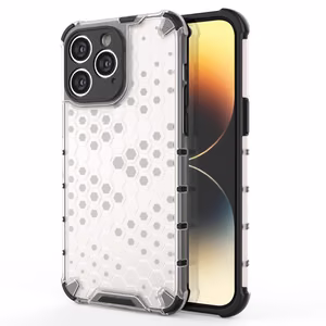 Honeycomb tapauksessa iPhone 14 Pro Max panssaroitu hybridi kansi läpinäkyvästä