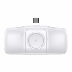 Wozinsky WF16-YCS 5000mAh 15W USB-C Mini Power Bank, jossa on sisäänrakennettu USB-C-kaapeli ja Apple Watch -laturi - Valkoinen