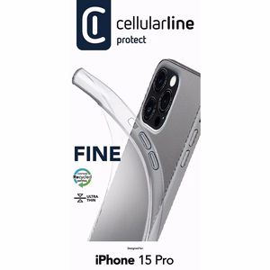Cellularline Fine suojakuori iPhone 15 Pro -laitteelle, läpinäkyvä