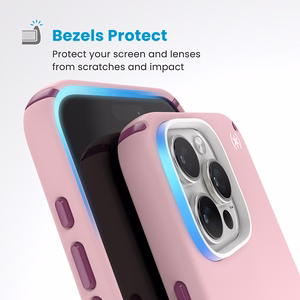 Speck Presidio2 Pro -suojakuori MagSafe- ja ClickLock-tuella iPhone 16 Pro Maxille, Wednesday Pink/Boysenberry Purple
