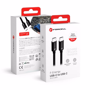 Kaapeli USB C - USB C Forcell F-Energy QC4.0 PD 3A 60W 0,5 m C338 musta