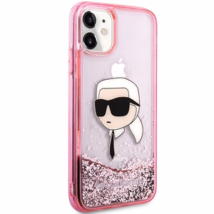 Karl Lagerfeld Glitter Karl Head -suojakuori iPhone 11/XR:lle - vaaleanpunainen