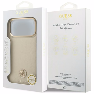 Guess Grained Strass Logo MagSafe -suojakuori iPhone 17 Pro Max - beige