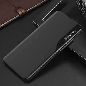 Eco Leather View Case nahkainen Suojakuori Samsung Galaxy A24 4G:lle kippujalustan kanssa sininen