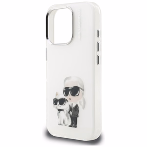 Karl Lagerfeld IML Aquarelle Karl & Choupette & Logo Suojakuori iPhone 16 Pro Maxille - Valkoinen
