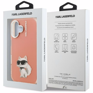 Karl Lagerfeld IML Aquarelle Choupette & Logo iPhone 16 Case - Pink