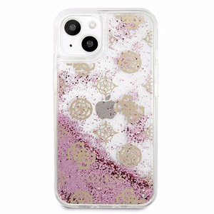 Guess GUHCP13SLGPEPI iPhone 13 mini 5.4" vaaleanpunainen/vaaleanpunainen kovakotelo Peony Liquid Glitter