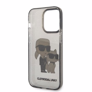 Karl Lagerfeld Glitter Karl&Choupette suojakuori iPhone 14 Pro Max:lle - musta