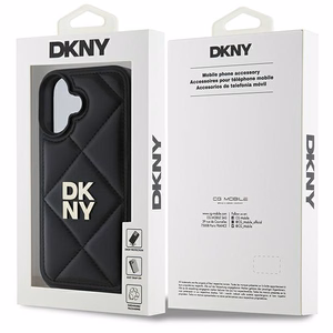 DKNY Quilted Stack Logo iPhone 16:lle Suojakuori - Musta