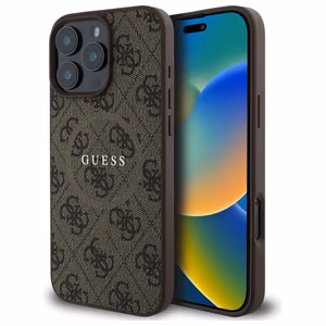 Guess 4G Ring Classic Logo MagSafe Suojakuori iPhone 16 Pro Max:lle - Ruskea