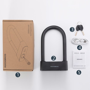Rockbros 32210818001 SMART pyöränlukko sormenjälkilukijalla ja Bluetooth-yhteydellä - musta