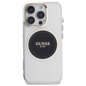 Guess IML Metal Colored Circle Classic Logo MagSafe Suojakuori iPhone 16 Pro:lle - musta