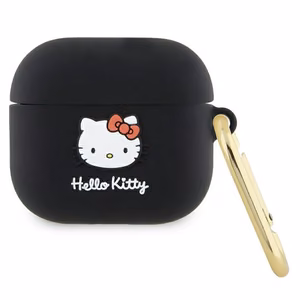 Hello Kitty Silicone 3D Kitty Head suojakuori AirPods 3:lle - musta