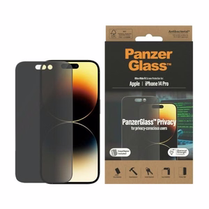 PanzerGlass Ultra-Wide Fit antibakteerinen yksityisyyspanssarilasi asennusapuvälineellä iPhone 14 Pro