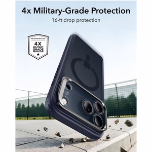 ESR Classic Hybrid MagSafe -suojakuori telineellä iPhone 18 Pro / 17 Pro -malleille, tummansininen