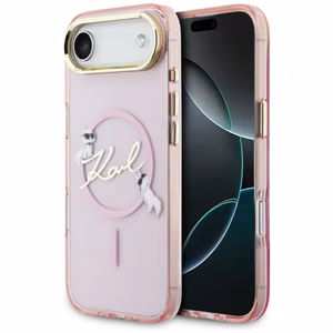 Karl Lagerfeld IML Choupettes Karl Script Logo MagSafe iPhone Air Suojakuori - Vaaleanpunainen