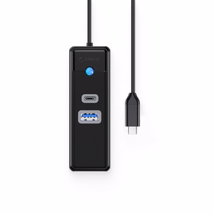 Orico PWCUR-C3 3-port USB hub 1x USB-A 3.0 1x USB-C 3.0 1x RJ45 Gigabit Ethernet 0.5 m - black