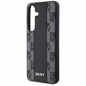 DKNY Nahkainen Checkered Pattern MagSafe Suojakuori Samsung Galaxy S25:lle - musta