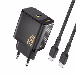Dudao A27CEU PD 25W GaN USB-C seinälaturi USB-C kaapelilla - musta