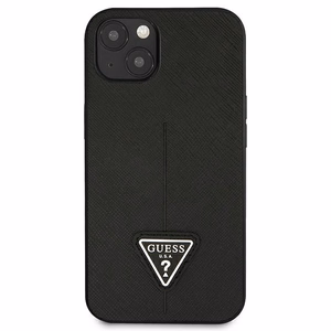 Guess GUHCP13SPSATLK iPhone 13 mini 5,4 "musta / musta kovakotelo SaffianoTriangle Logo