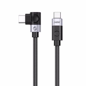 Orico CW240 kulmamallinen USB-C–USB-C PD, 240 W, 20 Gbps-kaapeli, 0,5 m – musta