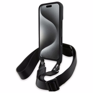 BMW M Edition Carbon Stripe & hihna suojakuori iPhone 16 Plus:lle - musta