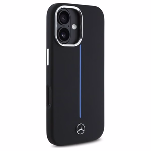Mercedes Silikoninen Blue Stripe MagSafe suojakuori iPhone 16:lle - musta