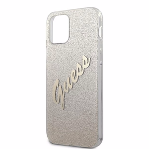 Guess GUHCP12LPCUGLSGO iPhone 12 Pro Max 6.7" kultainen/kultainen kovakotelo Glitter Gradientti Script